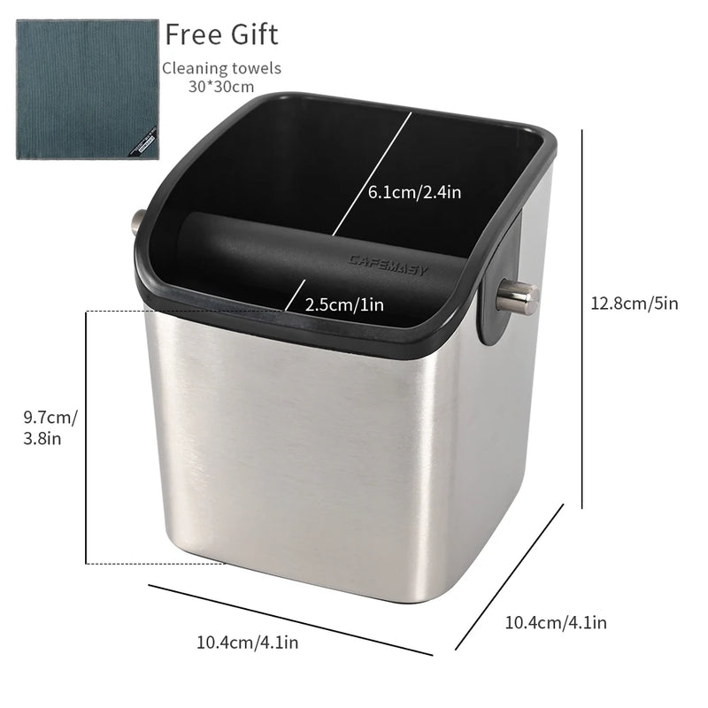 Stainless Steel Coffee Grind Knock Box – Durable Waste Bin for Espresso Maker