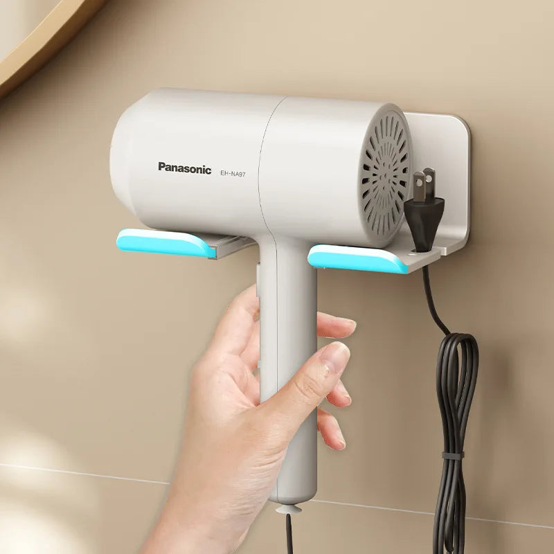 Wall-Mounted Hair Dryer Holder – Aluminum Bathroom Organizer for Hair Care Essentials