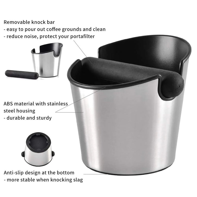 Stainless Steel Coffee Grind Knock Box – Durable Waste Bin for Espresso Maker