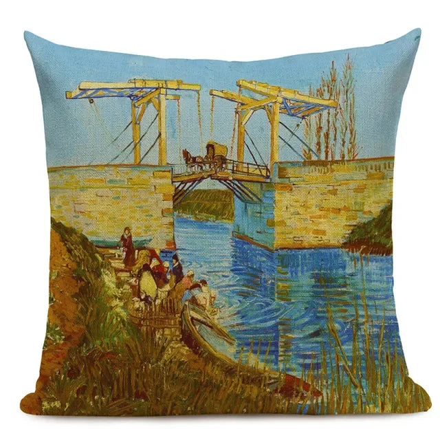 Van Gogh Oil Painting Art Decorative Cushion Cover - 45x45CM Throw Pillow Case for Home Decor