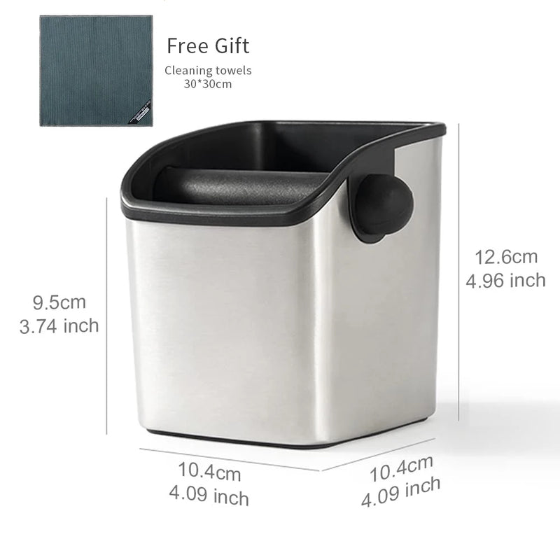 Stainless Steel Coffee Grind Knock Box – Durable Waste Bin for Espresso Maker