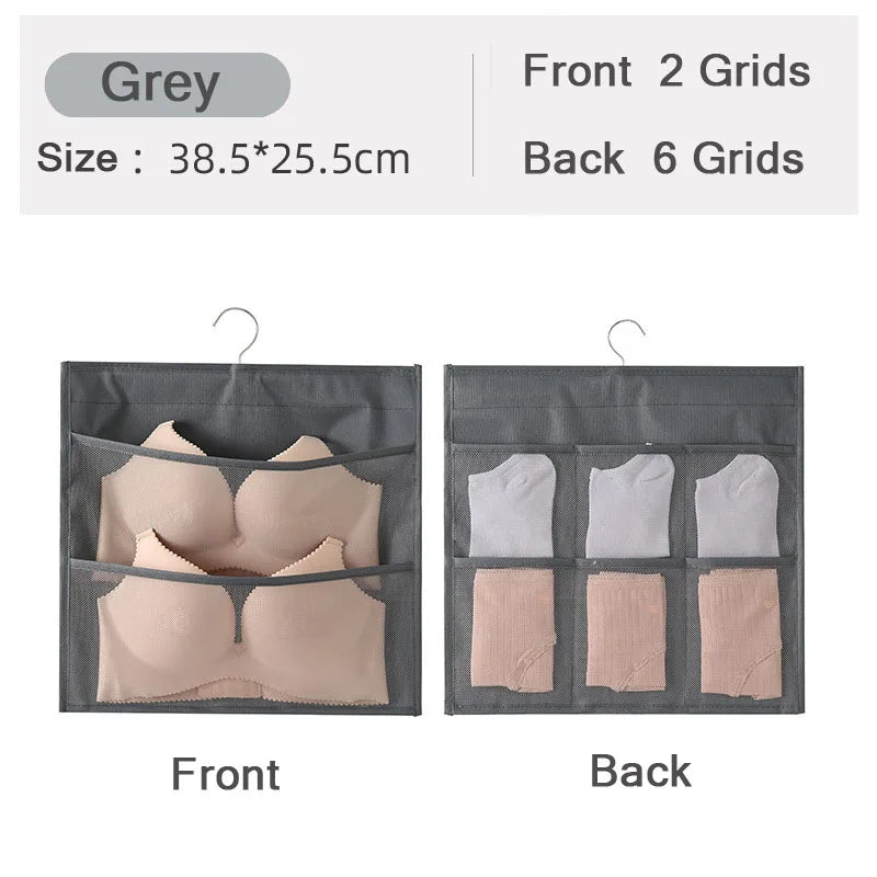 Grid Double-Side Underwear Socks Bra Organizer Multifunctional Washable Hanging Mesh Bag Clothes