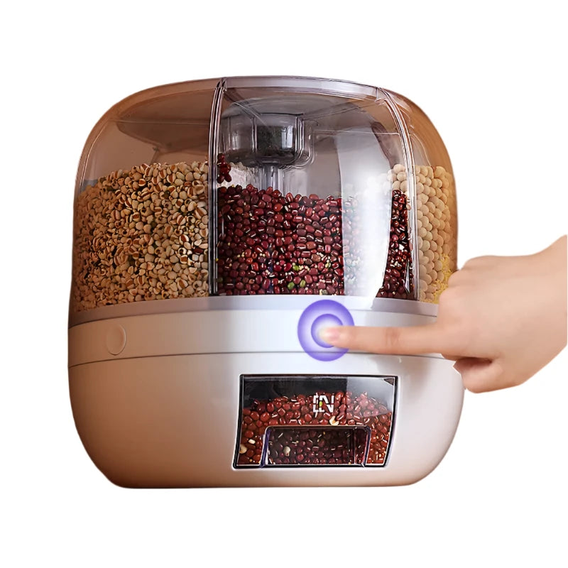 360 Degree Rotating Dispenser Sealed Dry Bucket Dispenser Moisture-proof Kitchen Food Storage Box