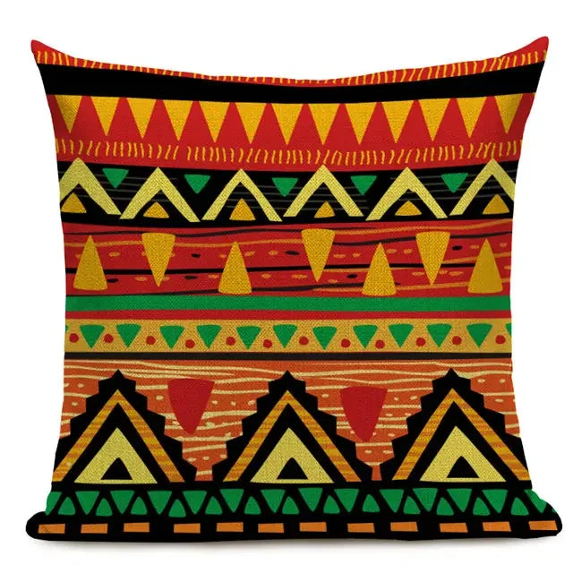 African Style Geometric Print Cushion Covers - 45x45cm Throw Pillow Cases for Home Decor