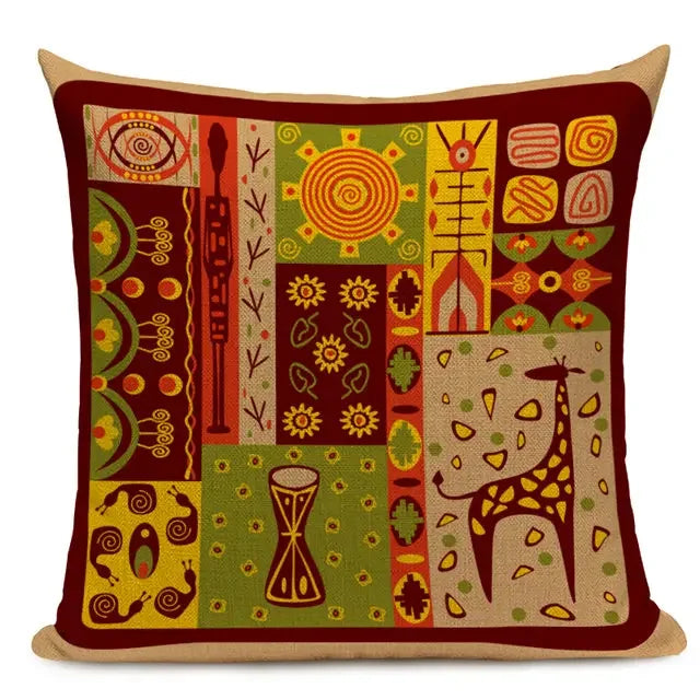 African Style Geometric Print Cushion Covers - 45x45cm Throw Pillow Cases for Home Decor