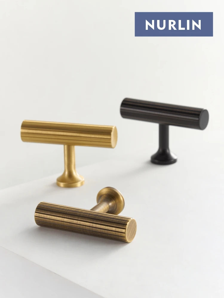 Nurlin Solid Brass Art Deco Kitchen Cabinet Knobs and Handles