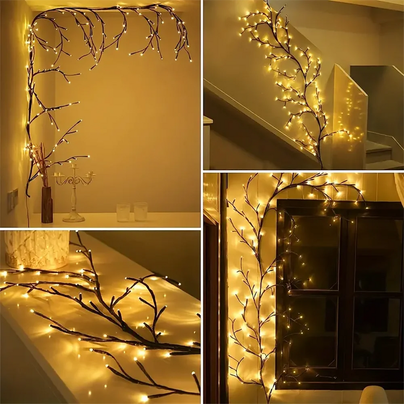 96-LED Tree Branch Lamp - Willow Vine DIY Atmosphere Light with 8 Lighting Modes