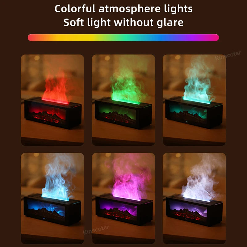 Fireplace Aroma Essential Oil Diffuser – Ultrasonic Humidifier with LED Light & Remote