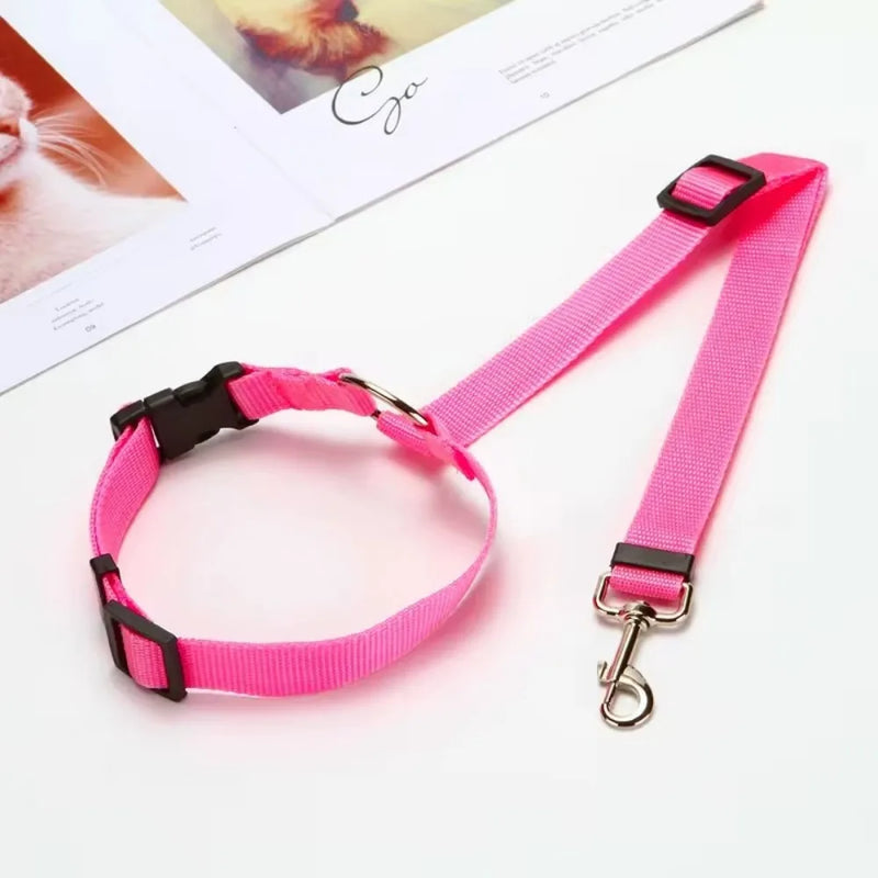 Adjustable Pet Car Seat Belt – 2-in-1 Safety Harness and Leash for Dogs and Cats