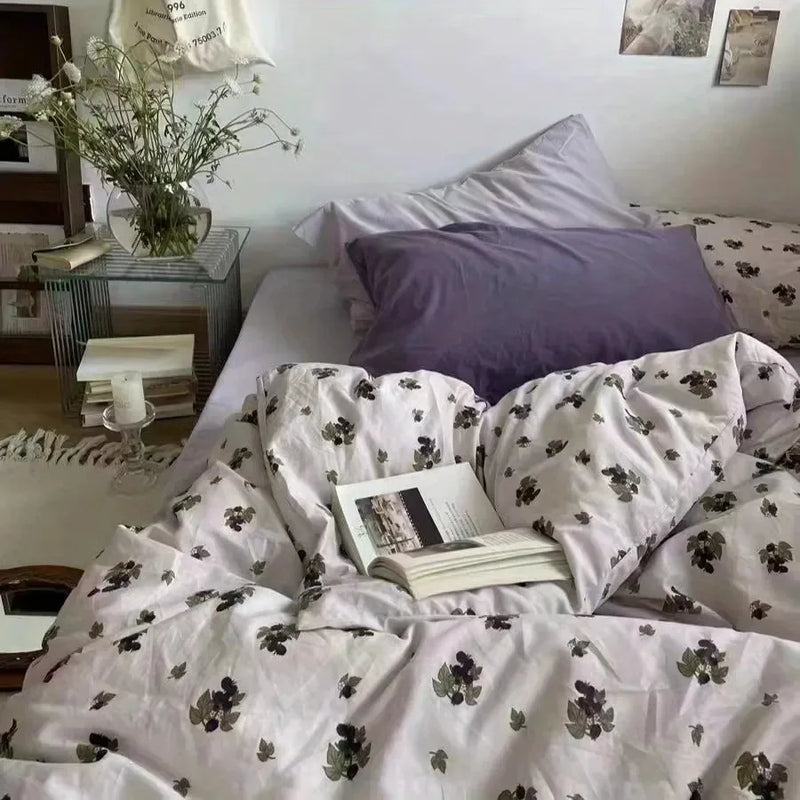 Korean Style Bedding Set Boys Girls Twin Queen Size Duvet Cover Flat Sheet Pillowcase Bed Linens