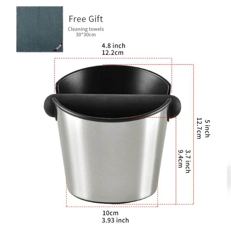 Stainless Steel Coffee Grind Knock Box – Durable Waste Bin for Espresso Maker