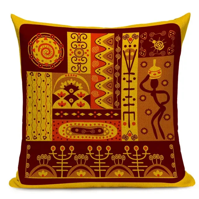 African Style Geometric Print Cushion Covers - 45x45cm Throw Pillow Cases for Home Decor