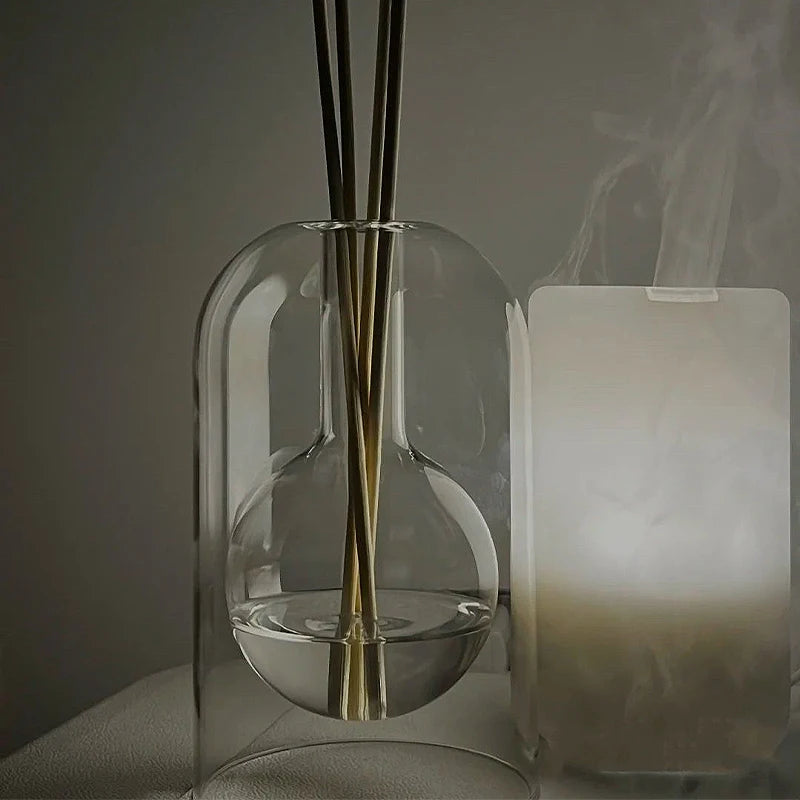 Aromatherapy Diffuser Bottle Glass with Essential Oil Sticks, Transparent Modern Home Decoration