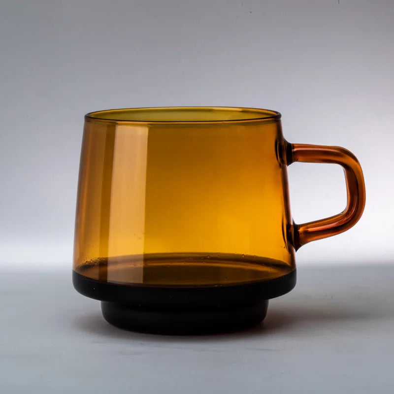 Mid Century Colorful Glass Coffee Mug - High Borosilicate Glass Coffee Cup