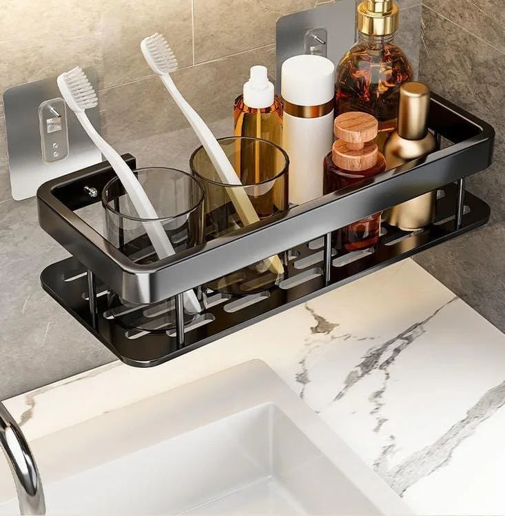 Bathroom Shelf Aluminum Alloy Shampoo Rack Kitchen Storage Organizer Shelves No Drill Corner Shelf