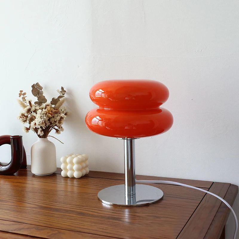 Retro Macaron Glass Table Lamp - Trichromatic Dimming for Stylish Living