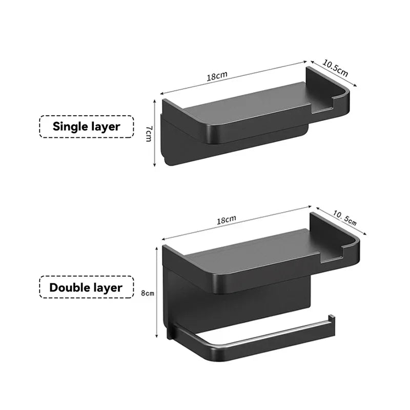 Toilet Paper Holder Wall-Mounted Paper Roll Holder Storage Tray Organizer Phone Stand Bathroom