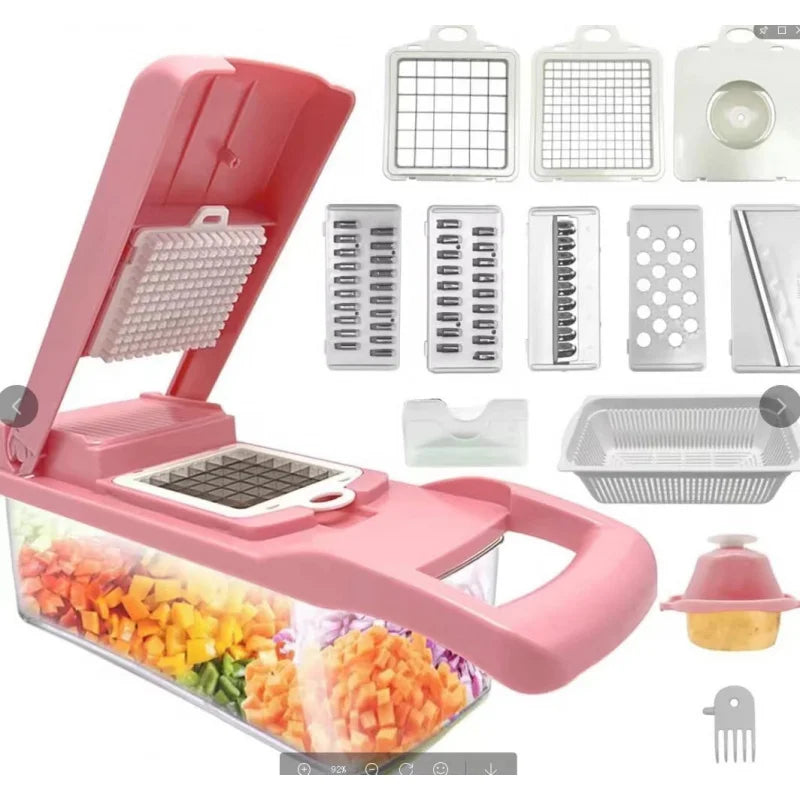 Kitchen Vegetable Cutter 14-Piece Set – Multi-Functional Slicer, Grater, Dicer for Potatoes & Salads