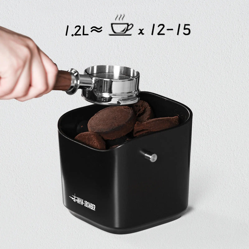 MHW-3BOMBER: Square Coffee Grounds Knock Box – Removable Bar & Non-Slip Base