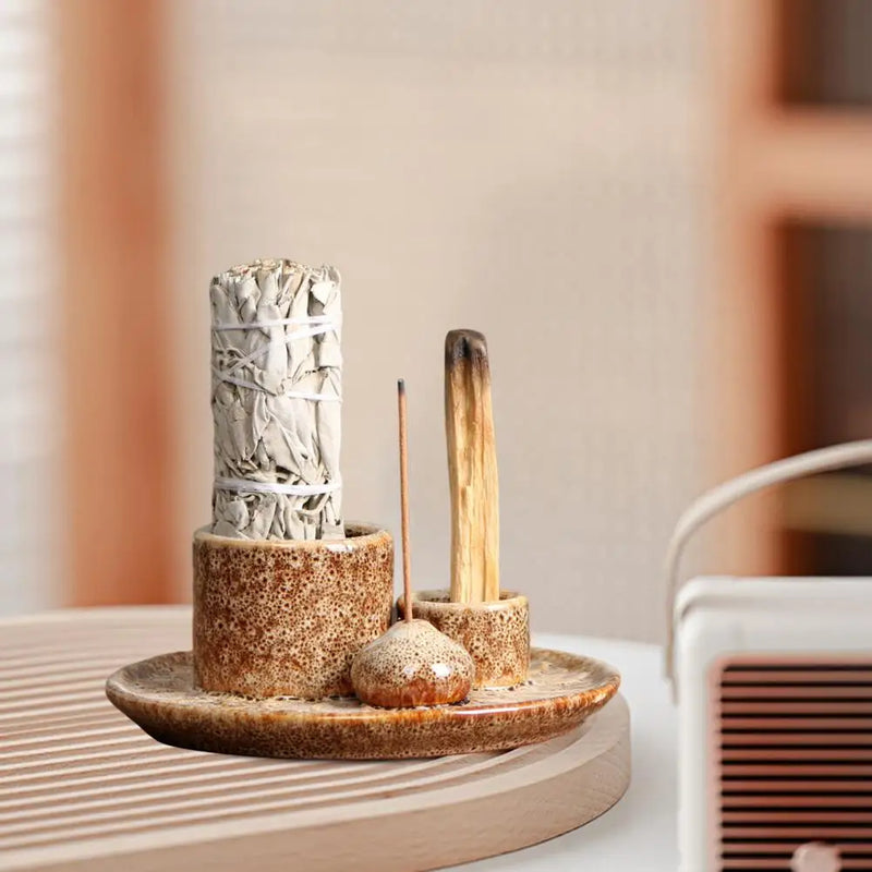 Modern Ceramic Incense Burner and Candle Holder – Aromatherapy Decor for Meditation and Yoga