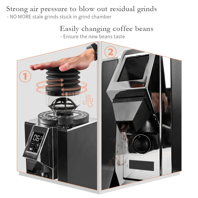 Coffee Grinder Single Dose Hopper with Bellows – Cleaning Tool for Eureka Mignon and Helios