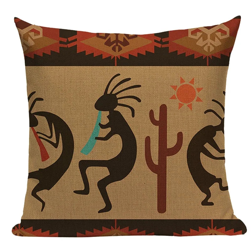 African Style Geometric Print Cushion Covers - 45x45cm Throw Pillow Cases for Home Decor