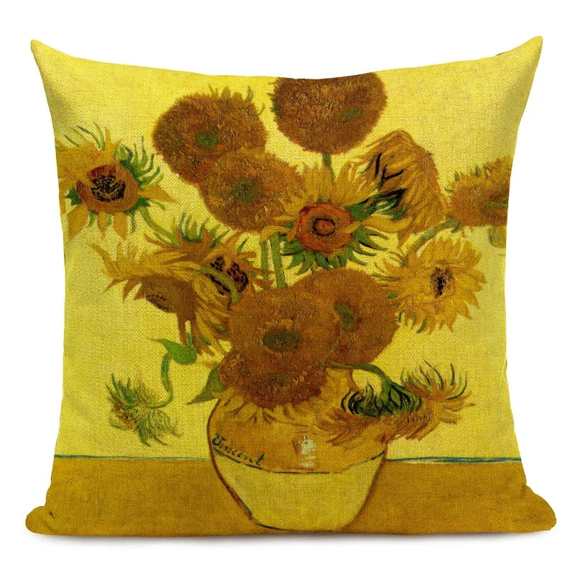 Van Gogh Oil Painting Art Decorative Cushion Cover - 45x45CM Throw Pillow Case for Home Decor