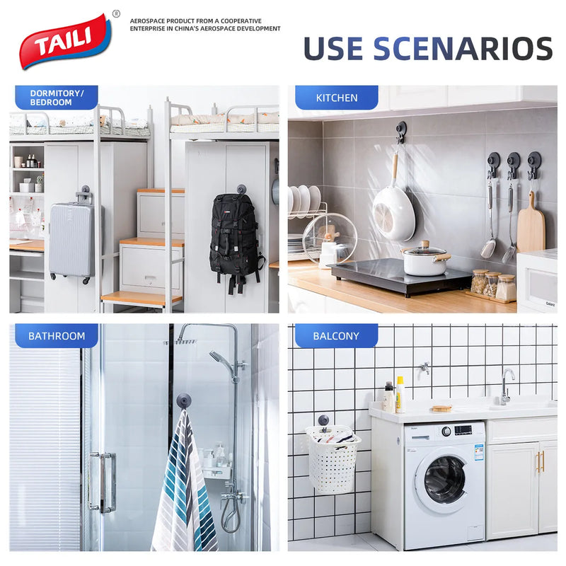 TAILI Wall Hook Vacuum Suction Cup – Multi-Purpose Hanging Hook for Kitchen & Bathroom