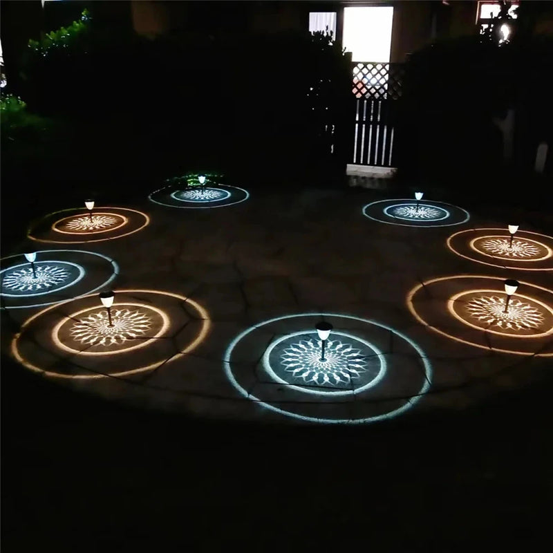 1-4 Pack Solar Pathway Lights - Round Pattern LED Lights for Outdoor Walkways