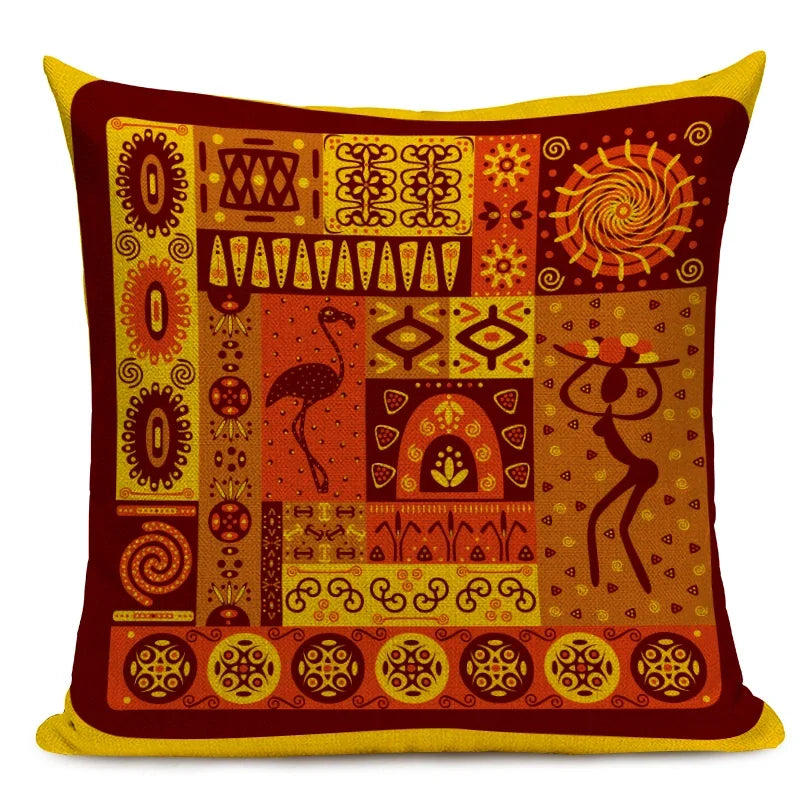 African Style Geometric Print Cushion Covers - 45x45cm Throw Pillow Cases for Home Decor