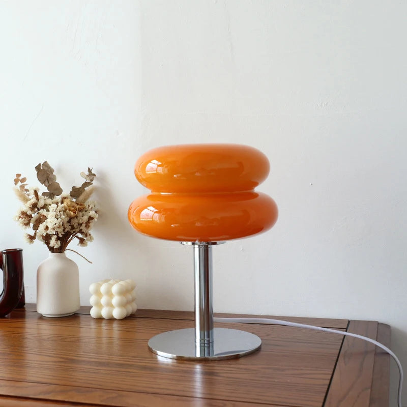 Retro Macaron Glass Table Lamp - Trichromatic Dimming for Stylish Living