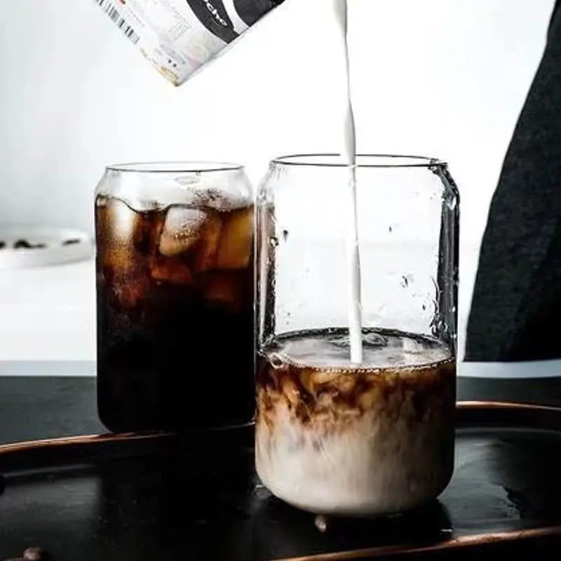 Coffee Mug Glass Cup With Lid and Straw Transparent Coffee Tea Milk Juice Cold Drinking Cup Kitchen