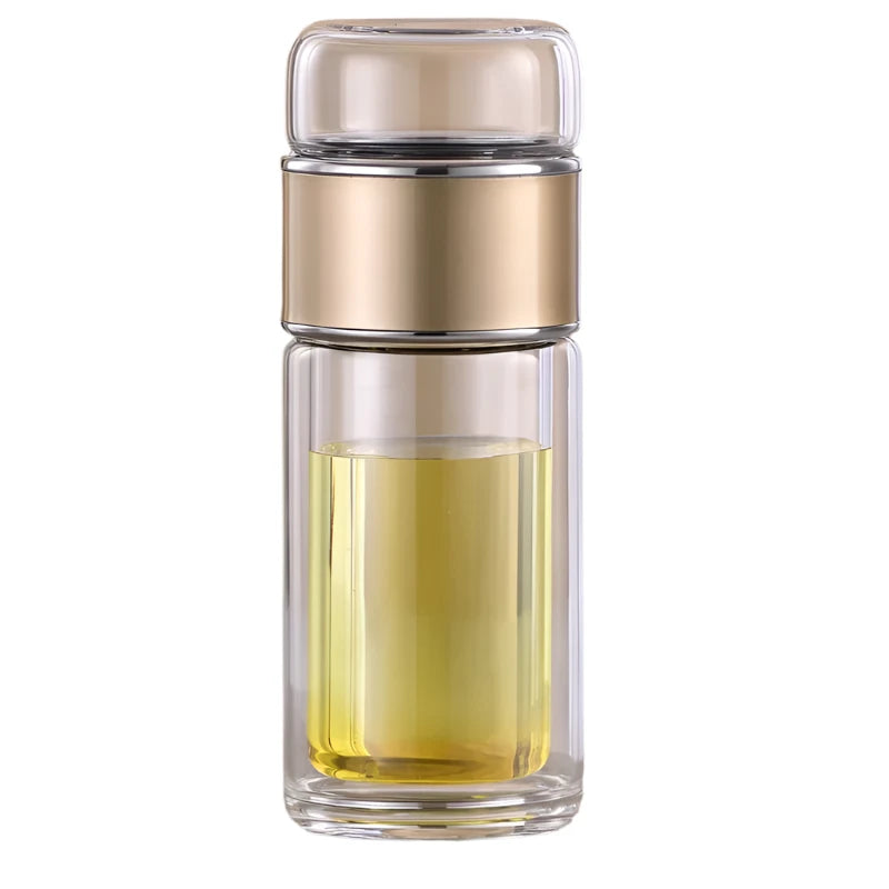 Tea Infuser Water Bottle - High Borosilicate Double-Layer Glass