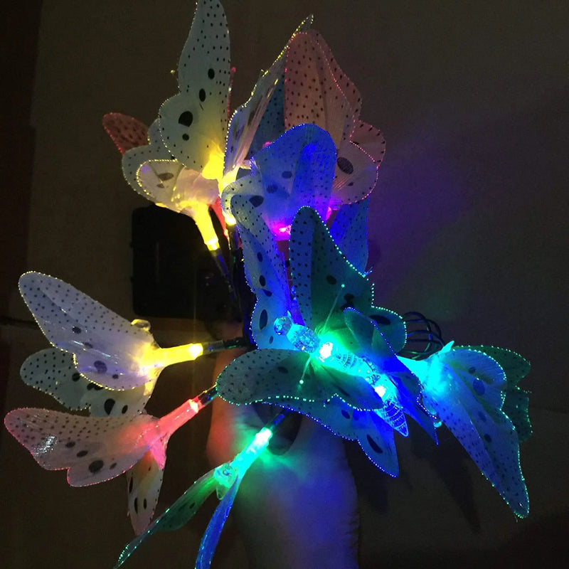 Solar Butterfly String Lights – Outdoor Fiber Optic Fairy Lights