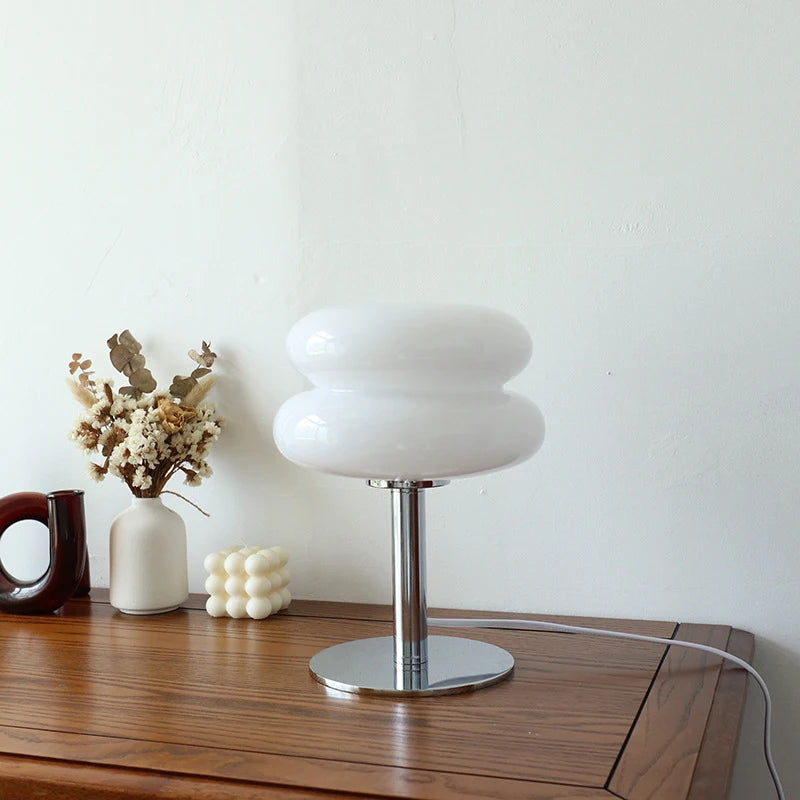 Retro Macaron Glass Table Lamp - Trichromatic Dimming for Stylish Living