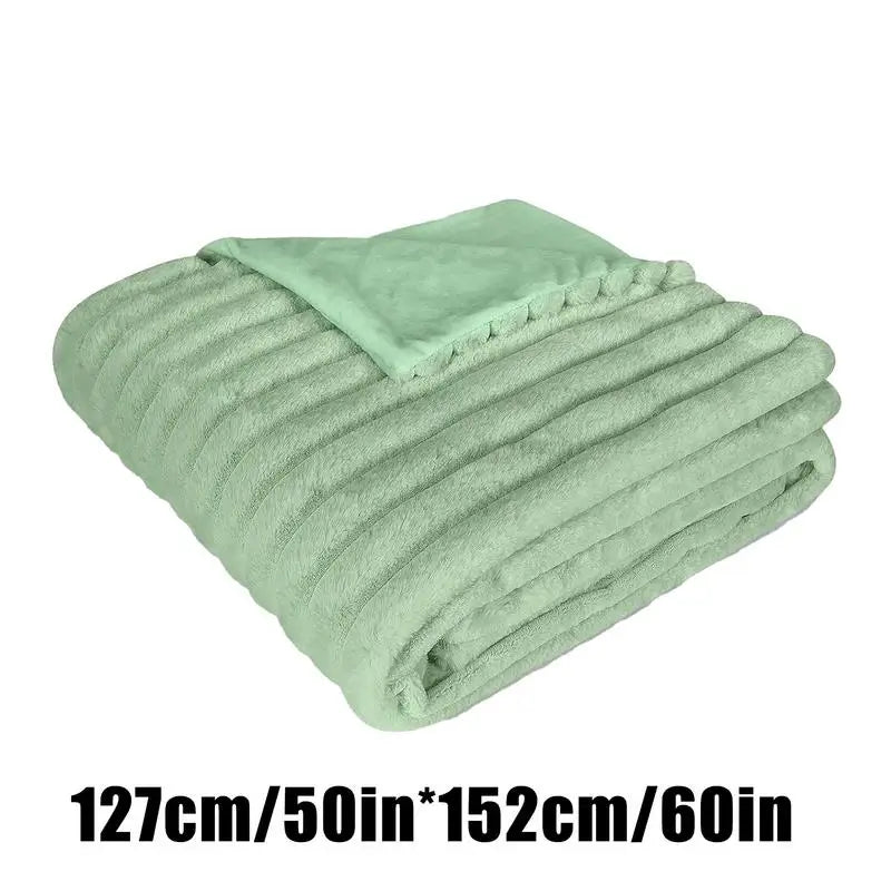 Luxury Soft Faux Throw Blanket Warm Soft Solid Color Thickened Plaid Fuzzy Fleece Blanket Bedroom