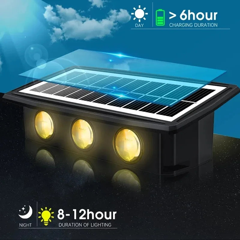 Solar Wall Lamp LED Outdoor Waterproof Garden Lighting, Adjustable Brightness & Color Modes