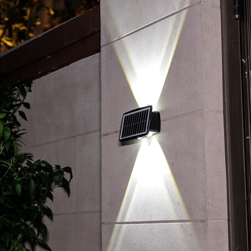 Solar Wall Lamp LED Outdoor Waterproof Garden Lighting, Adjustable Brightness & Color Modes