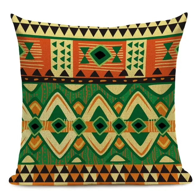 African Style Geometric Print Cushion Covers - 45x45cm Throw Pillow Cases for Home Decor