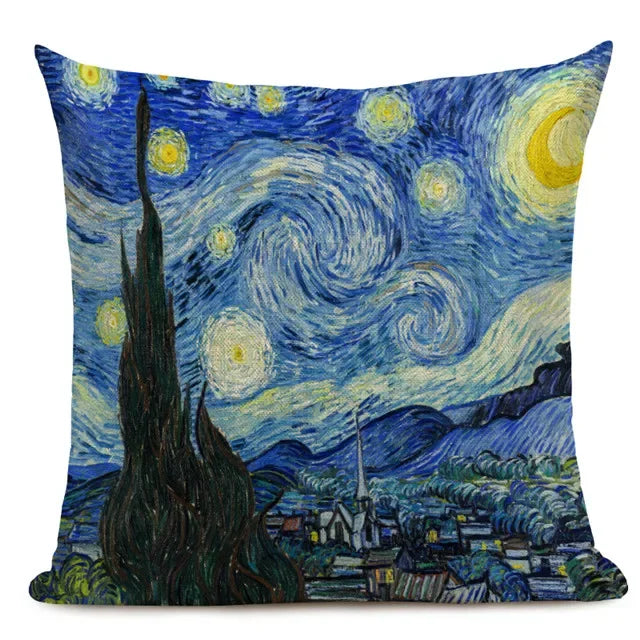 Van Gogh Oil Painting Art Decorative Cushion Cover - 45x45CM Throw Pillow Case for Home Decor