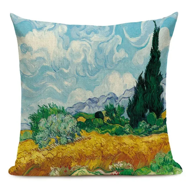 Van Gogh Oil Painting Art Decorative Cushion Cover - 45x45CM Throw Pillow Case for Home Decor