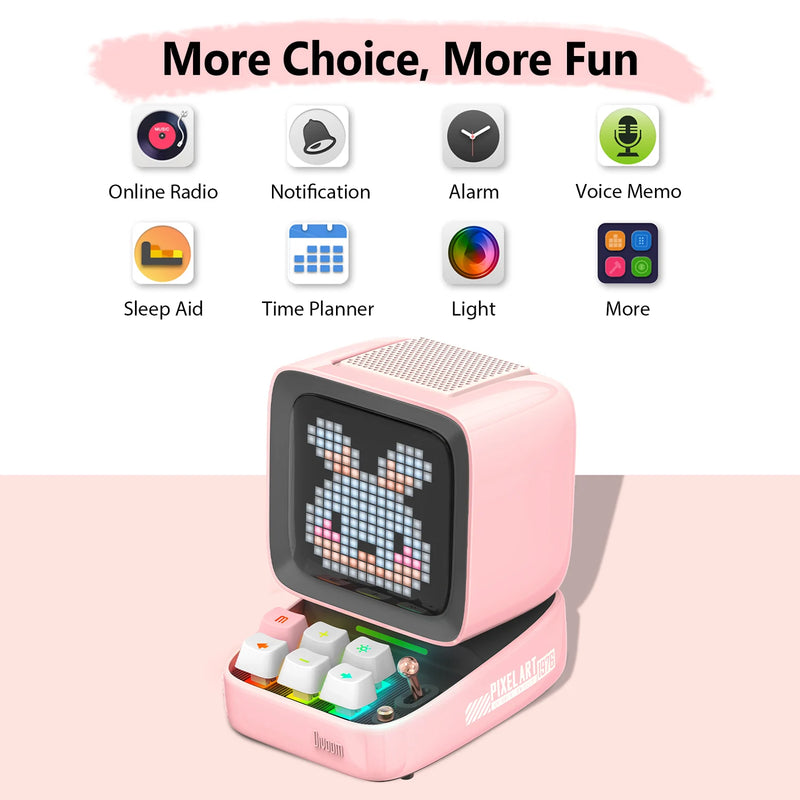 Divoom Ditoo-Pro Retro Pixel Art Bluetooth Speaker with DIY LED Display – Alarm Clock & Home Light