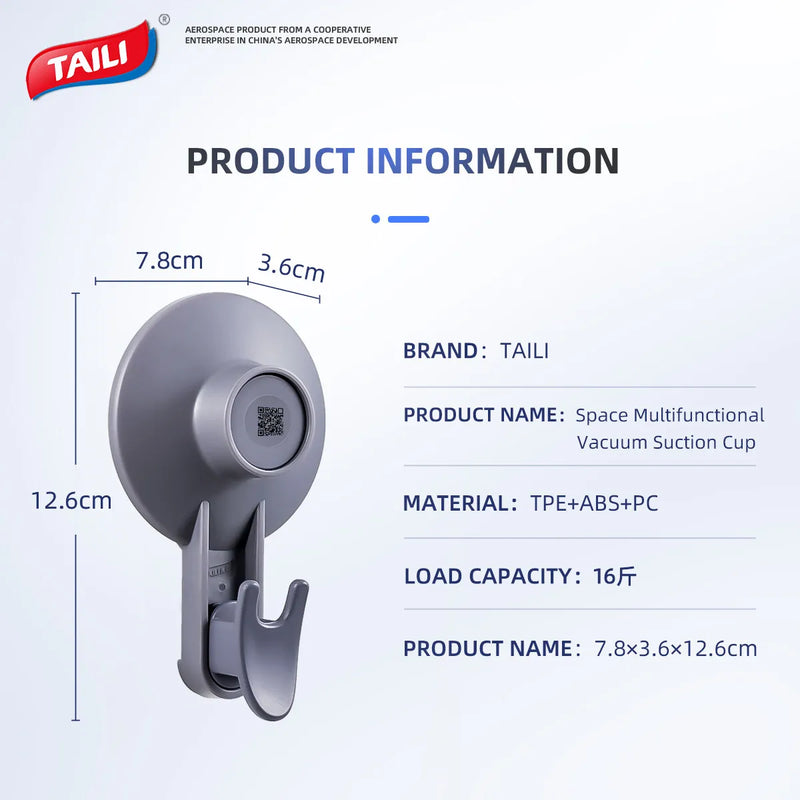 TAILI Wall Hook Vacuum Suction Cup – Multi-Purpose Hanging Hook for Kitchen & Bathroom