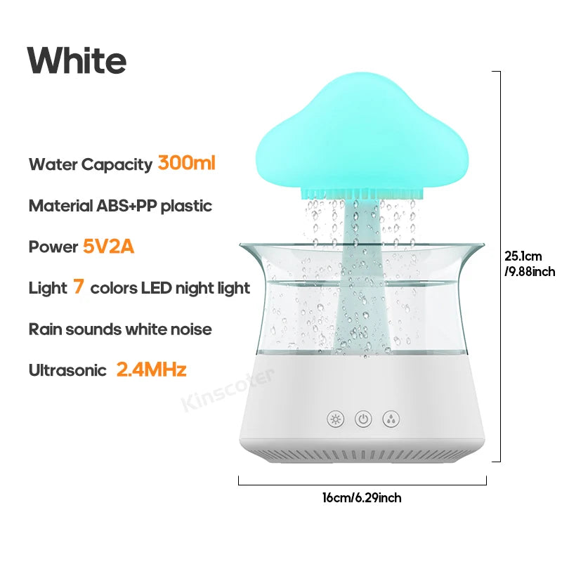 Zen Rain Cloud Air Humidifier with Mood Lighting & Aroma Diffuser