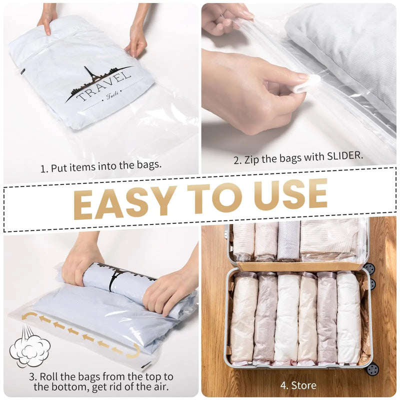 TAILI 10pc Clothes Vacuum Compression Storage Bags for Travel