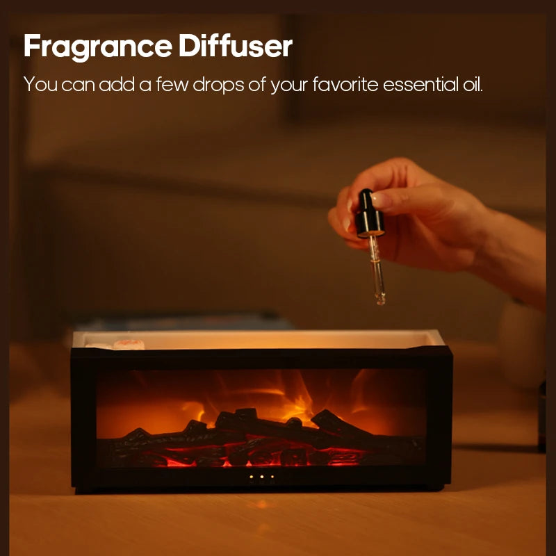 Fireplace Aroma Essential Oil Diffuser – Ultrasonic Humidifier with LED Light & Remote