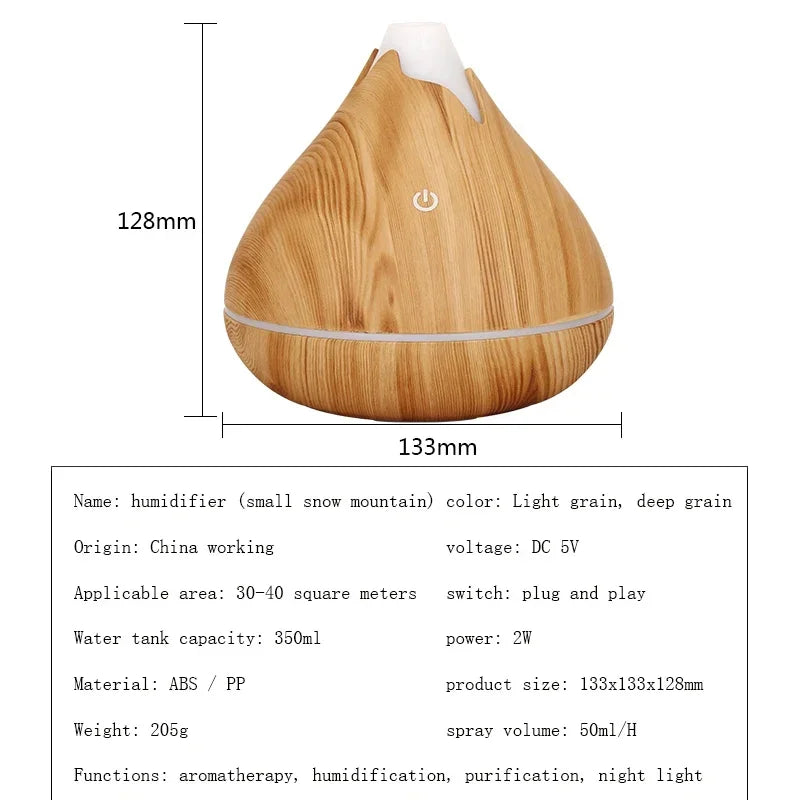 350ml Aromatherapy Essential Oil Diffuser Remote Control Ultrasonic Air Humidifier 7 Color LED Light