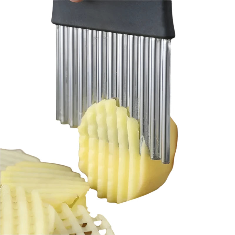 Stainless Steel Potato Chip Slicer Vegetable Fruit Crinkle Kitchen Knife Cutter French Fry Maker