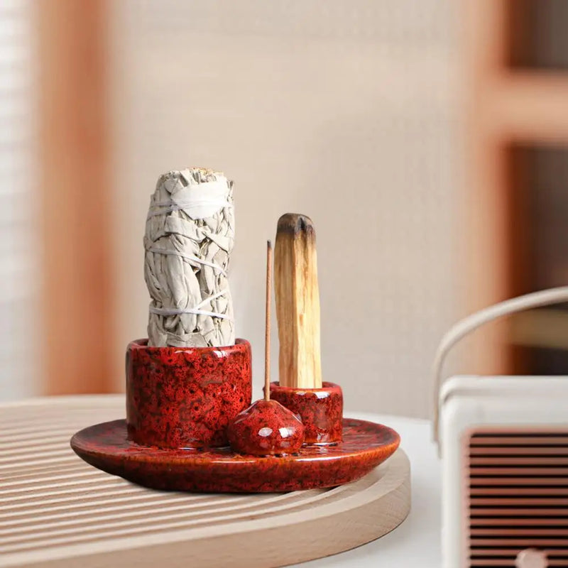 Modern Ceramic Incense Burner and Candle Holder – Aromatherapy Decor for Meditation and Yoga