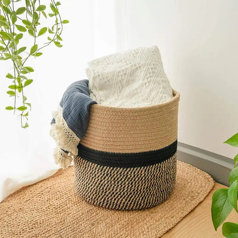 Cotton Rope Woven Storage Basket – Laundry and Home Organization Solution